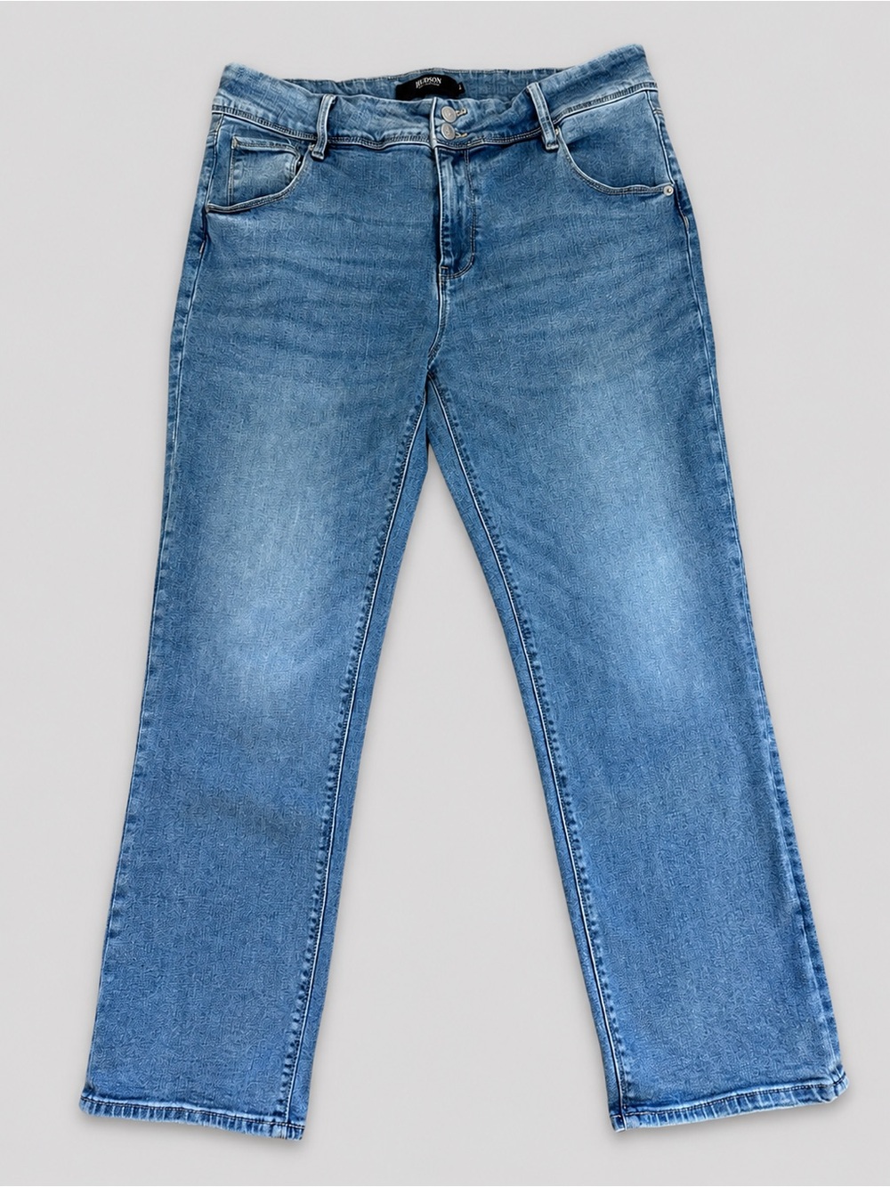 Hudson Signature Flap Pocket Ankle Crop Straight Leg Jeans Sz 14 Lt Wash Denim - Picture 5 of 14
